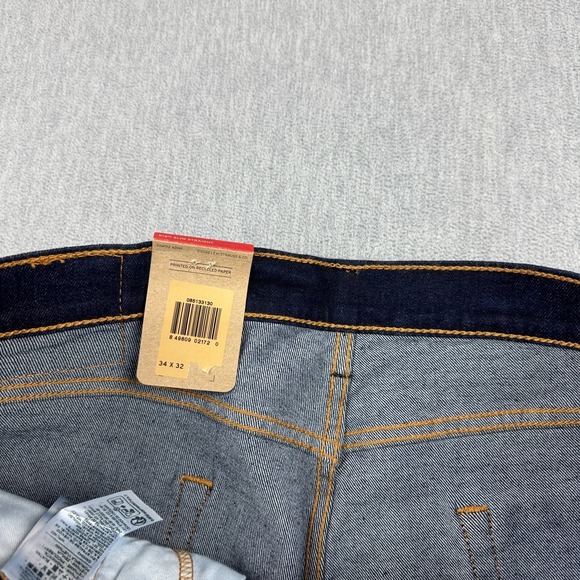 Levis 513 Jeans Mens 34X32 Blue Denim Slim Straight Stretch Flex Dark Wash NWT - Picture 3 of 10